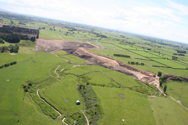 Illegal earthworks undertaken to re-contour a slope near the Waihou River